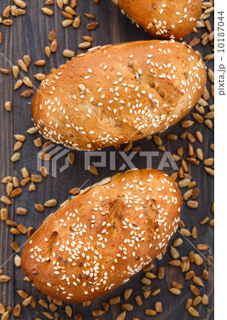 Tasty fresh bun with seeds 10187044