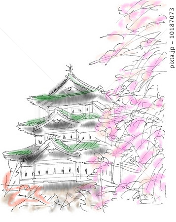 弘前城のイラスト スケッチのイラスト素材