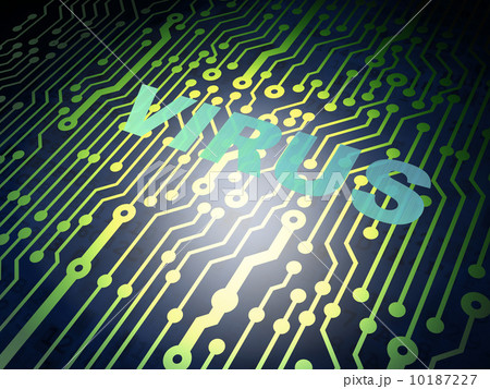Safety concept: circuit board with Virus Safety concept: circuit board with Virus 10187227