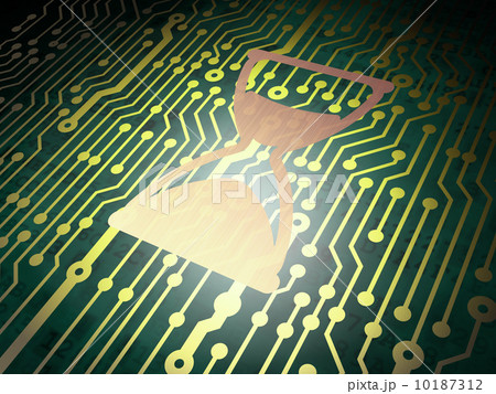 Time concept: circuit board with Hourglass 10187312