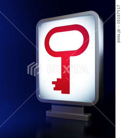 Protection concept: Key on billboard background 10187517