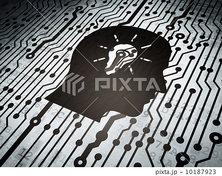Business concept: circuit board with Head Light Bulb Business concept: circuit board with Head Light Bulb 10187923