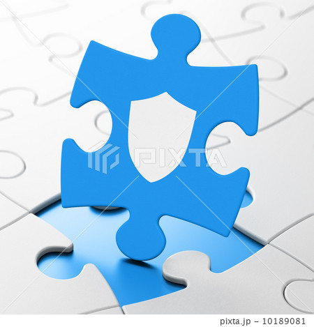 Privacy concept: Shield on puzzle background Privacy concept: Shield on puzzle background 10189081
