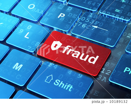 Safety concept: Shield With Keyhole and Fraud on keyboard 10189132