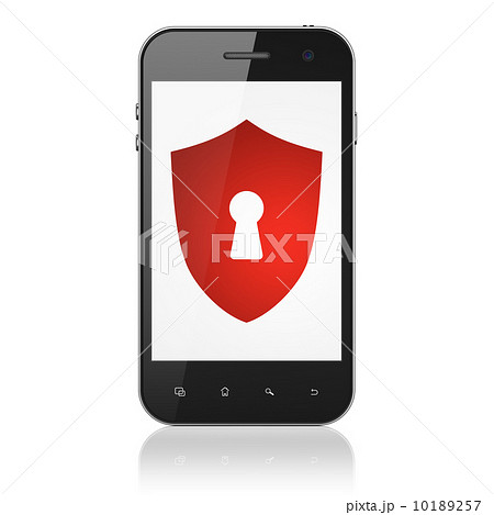 Protection concept: Shield With Keyhole on smartphone Protection concept: Shield With Keyhole on smartphone 10189257