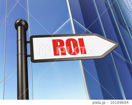 Finance concept: ROI on Building background Finance concept: ROI on Building background 10189684