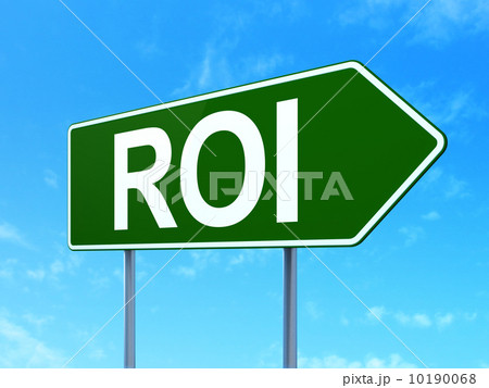 Finance concept: ROI on road sign background Finance concept: ROI on road sign background 10190068