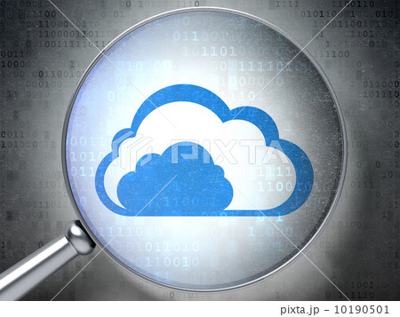 Cloud computing concept:  Cloud with optical glass on digital ba 10190501