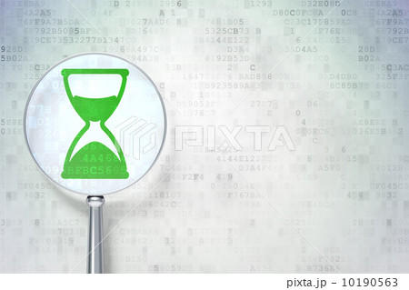 Timeline concept:  Hourglass with optical glass on digital backg 10190563
