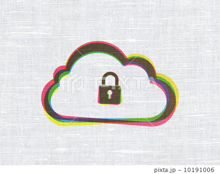 Cloud networking concept: Cloud With Padlock on fabric texture b Cloud networking concept: Cloud With Padlock on fabric texture b 10191006