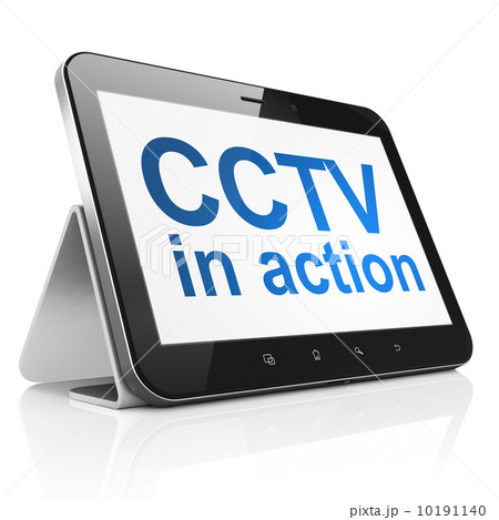 Security concept: CCTV In action on tablet pc computer 10191140