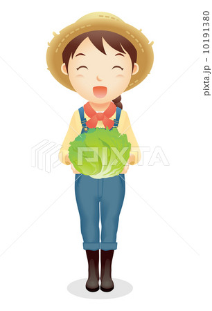 麦藁帽子の女性イラストのイラスト素材