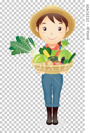 麦藁帽子の女性イラスト 10191409