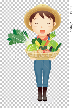麦藁帽子の女性イラスト 10191410