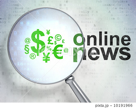 News concept: Finance Symbol and Online News with optical glass 10191966