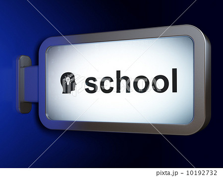 Education concept: School and Head With Light Bulb on billboard 10192732