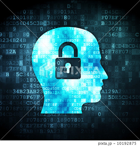 Information concept: Head With Padlock on digital background 10192875