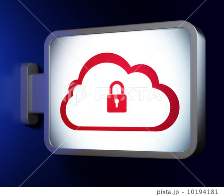 Cloud technology concept: Cloud With Padlock on billboard backgr 10194181