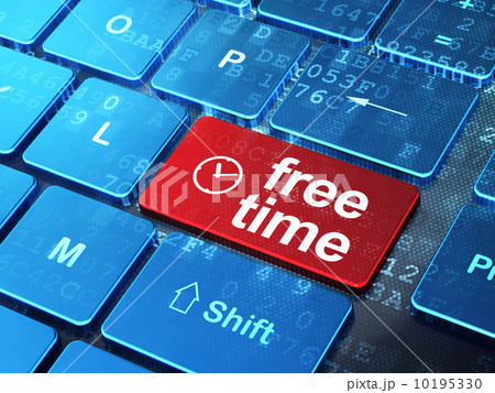 Time concept: Clock and Free Time on computer keyboard backgroun 10195330