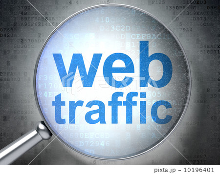 SEO web development concept: Web Traffic with optical glass 10196401
