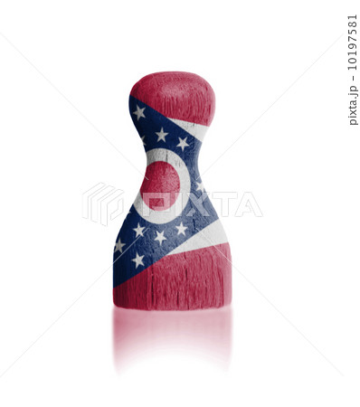 Wooden pawn with a painting of a flag 10197581
