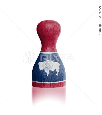 Wooden pawn with a painting of a flag 10197591