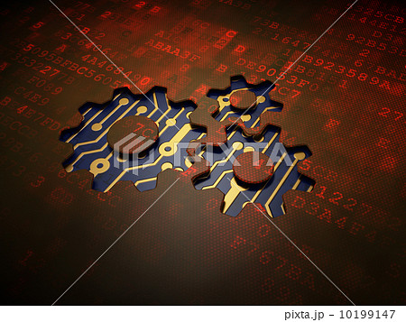 Data concept: Gears on digital screen background 10199147