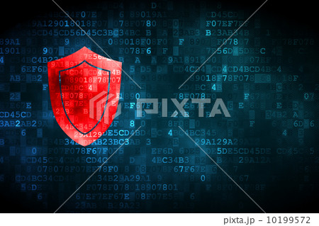 Safety concept: Shield on digital background 10199572