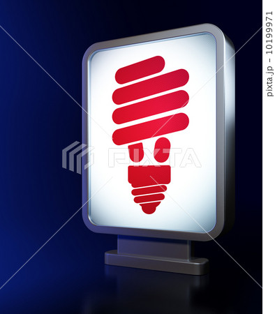 Business concept: Energy Saving Lamp on billboard background 10199971
