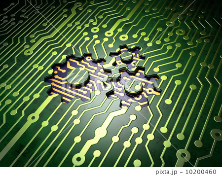 Web development concept: Gears on circuit board background Web development concept: Gears on circuit board background 10200460