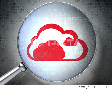 Cloud technology concept: Cloud with optical glass on digital b Cloud technology concept: Cloud with optical glass on digital b 10200947