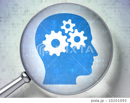 Education concept: Head With Gears with optical glass on digita Education concept: Head With Gears with optical glass on digita 10201093