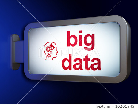 Data concept: Big Data and Head With Gears on billboard backgrou Data concept: Big Data and Head With Gears on billboard backgrou 10201545