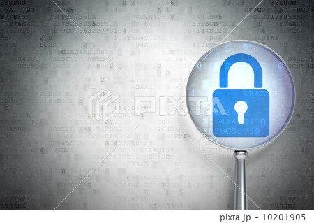 Security concept:  Closed Padlock with optical glass on digital 10201905