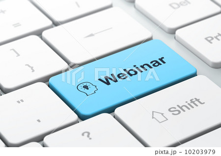 Education concept: Head Whis Lightbulb and Webinar on computer k Education concept: Head Whis Lightbulb and Webinar on computer k 10203979