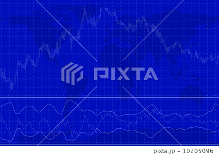 株価のグラフと世界地図 10205096