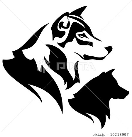Wolf Profile Outline And Silhouette Black And Stock Illustration