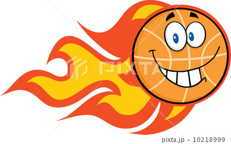 Smiling Flaming Basketball Cartoon Character 10218999