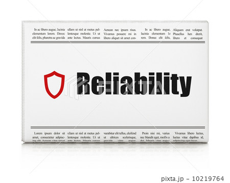 Business concept: newspaper with Reliability and Contoured Shield 10219764