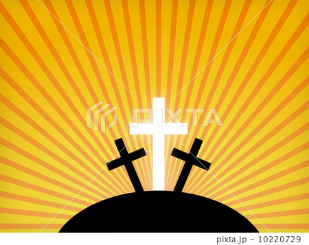 Silhouettes of crosses against a sunset sky. Easter background 10220729