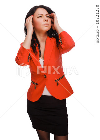 woman girl stress tired pain headache, holding hands his behind  10221250