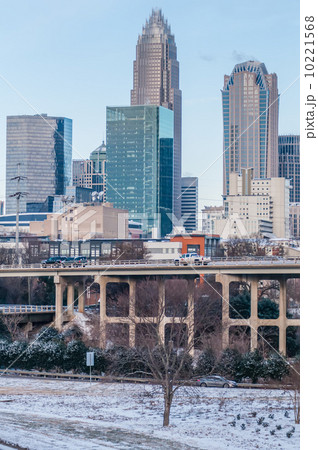 charlotte nc skyline covered in snow 10221568