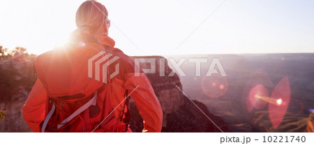 Woman Hiker Looking At Grand Canyon Arizona USA 10221740