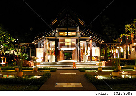 Reception of luxury hotel in night illumination, Samui, Thailand 10258988