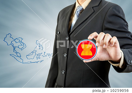 ASEAN Economic Community in businessman hand 10259056