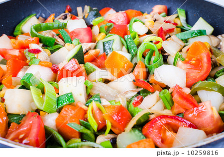 Sliced vegetables in the pan 10259816