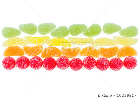 Lines made by pieces of marmalade isolated 10259817
