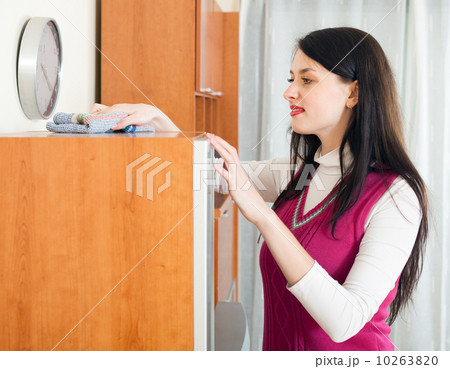 brunette woman cleaning furiture brunette woman cleaning furiture 10263820