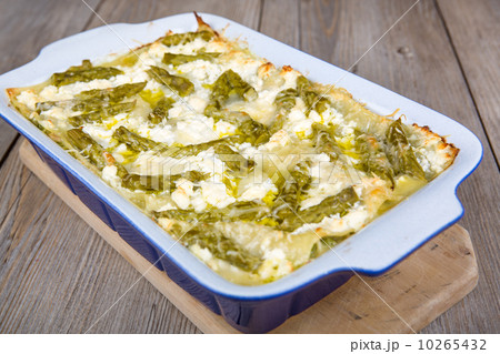 Fresh vegetarian lasagna with asparagus 10265432