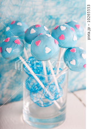 Wedding cake pops in white and soft blue. 10265553